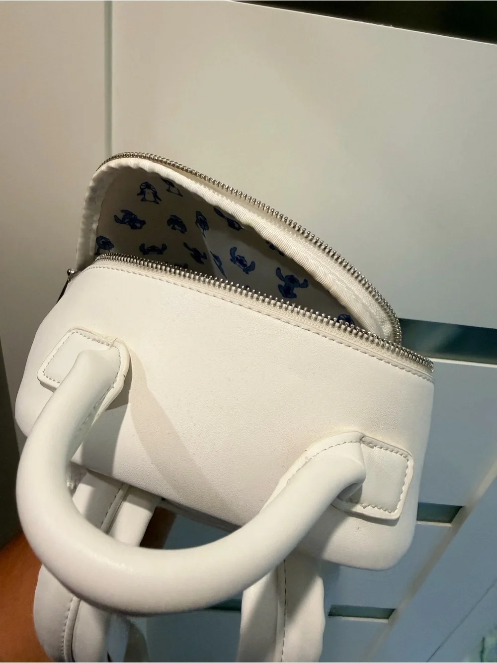 Loungefly White Quilted Chevron Mini Backpack with Character Charm